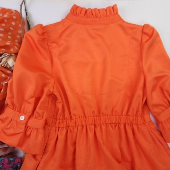 New Gretchen Scott Orange Ruffle Pocketed Dress Sz XS - Picture 14 of 16